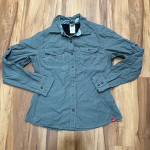 The North Face Button Down Shirt, Plaid, Teal, Blue, Size S